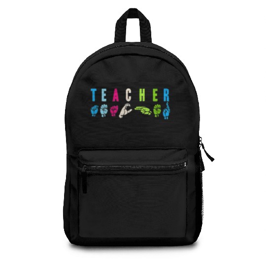 Proud Teacher ASL Sign Language Gestures Backpacks
