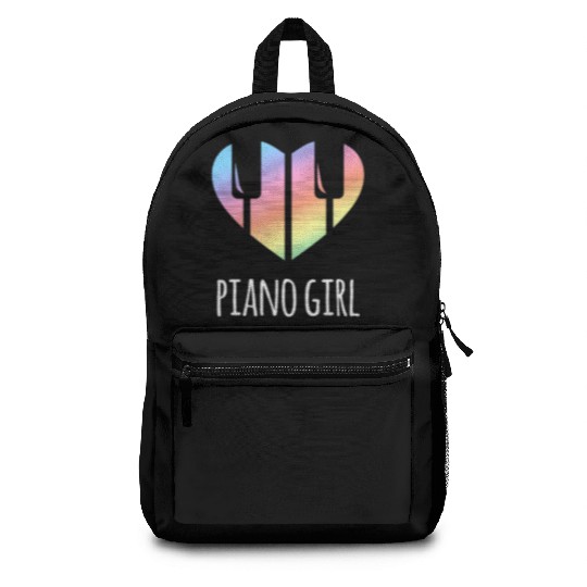 Piano Girl with Rainbow Heart Backpacks