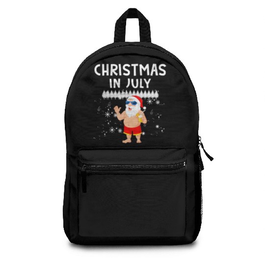 Funny Santa Christmas In July Summer Xmas Gif Backpacks
