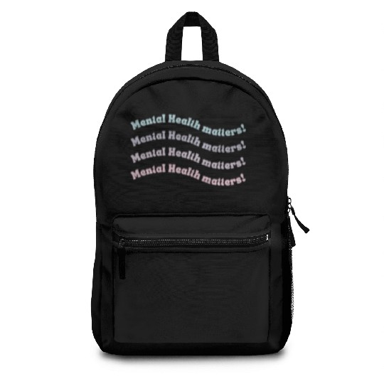 Mental Health Matters | Wavy Retro French Gray Backpacks
