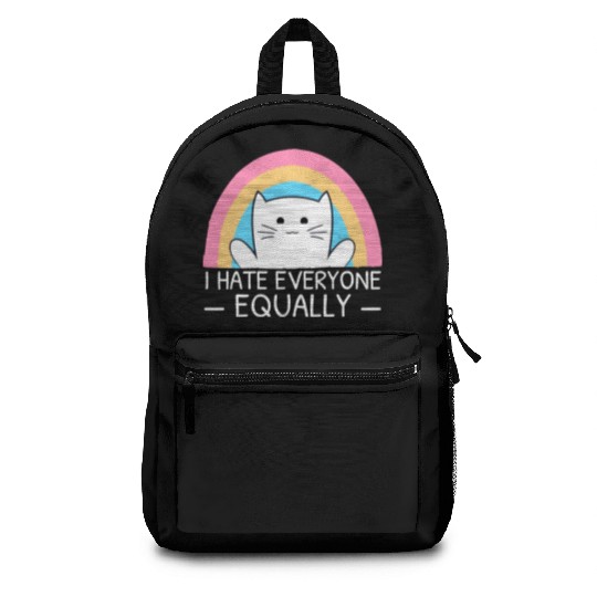 I Hate Everyone Equally Funny Cat Lover Rainbow Backpacks