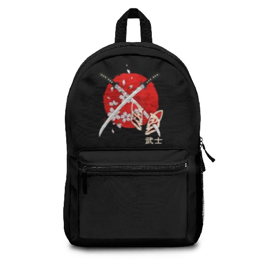 Ancient Japanese Cherry Blossom Samurai Katana Swo Backpacks