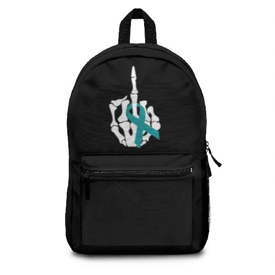 Fuck Ovarian Cancer Middle Finger Ovarian Cancer A Backpacks