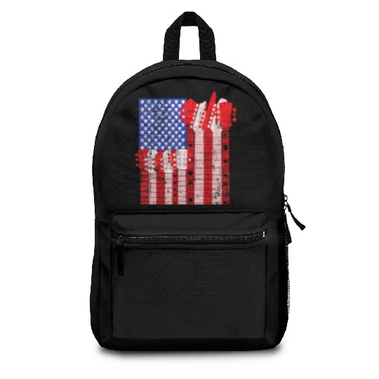 American Flag Guitar Patriotic Funny Backpacks