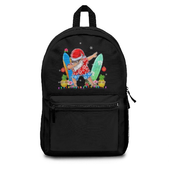 Dabbing Santa Christmas In July Hawaiian Xmas Backpacks