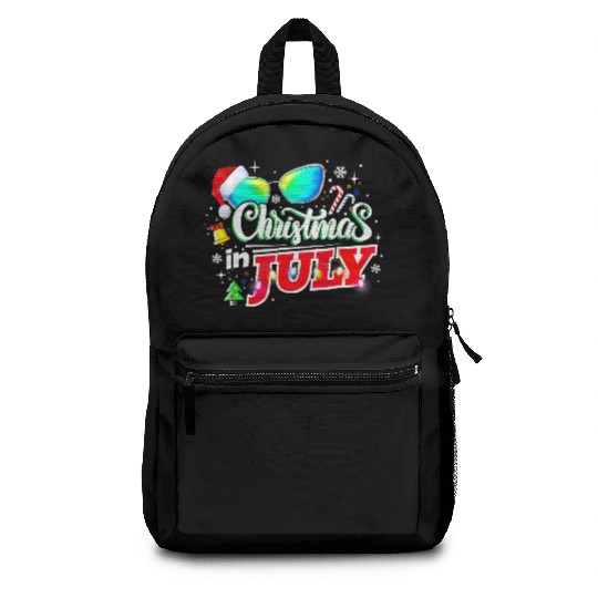 Christmas In July Santa Hat Sunglasses Summer Backpacks