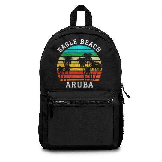 Eagle Beach Aruba Family Vacation Sunset Palm Backpacks