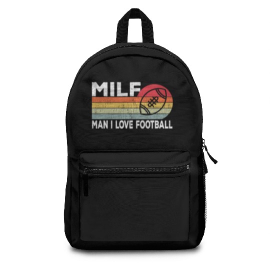 Milf Man I Love Football Retro Vintage Sports Backpacks