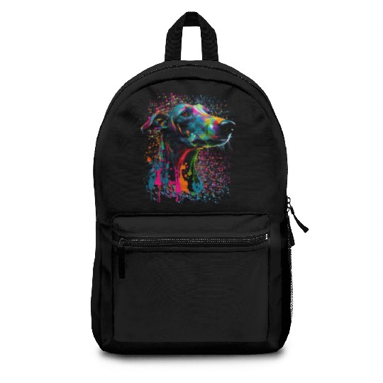 Colorful Splash Greyhound Portrait Puppy Owner Backpacks