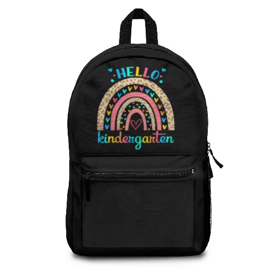 Hello Kindergarten Rainbow Heart For Teachers Backpacks