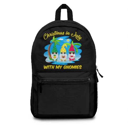 Christmas In July With My Gnomies Beach Summer Backpacks