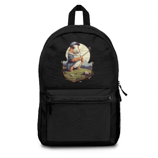 Golfer Guinea Pig Golf Club Golfing Golf Player Backpacks