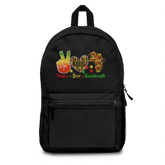Peace Love Juneteenth 1865 Black Wo Africa America Backpacks