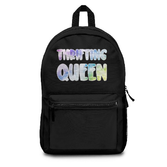Thrifting Queen pastel clouds Backpacks