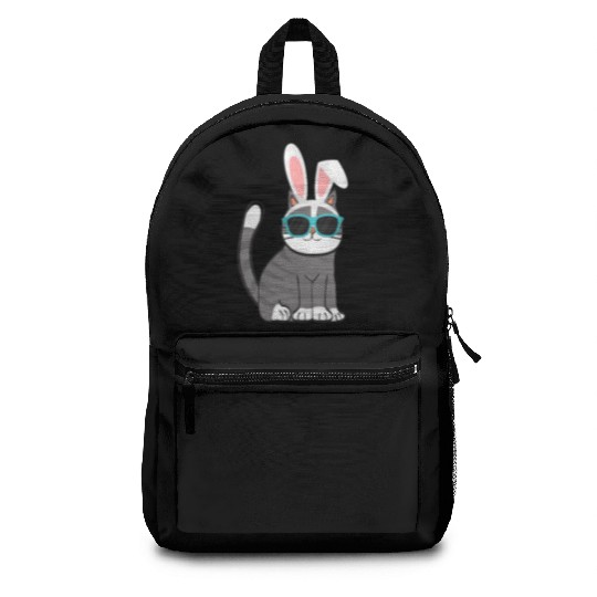 Happy Easter Cat With Bunny Ears And Glasses Backpacks
