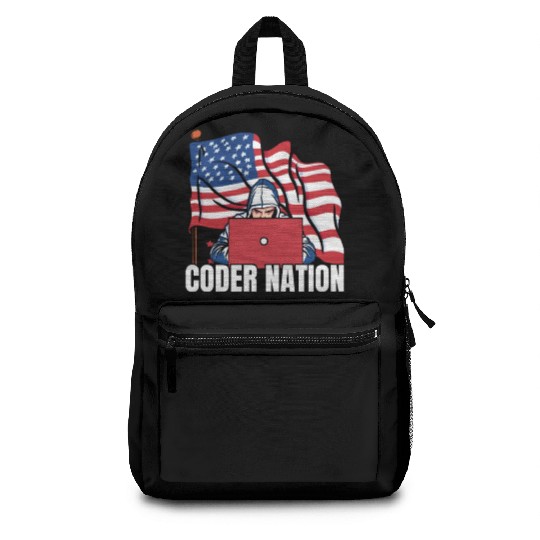 Programmer Coder Us Flag Programming Coding Backpacks