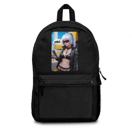 Cyberpunk Waifu Influencer Design 2 Backpacks