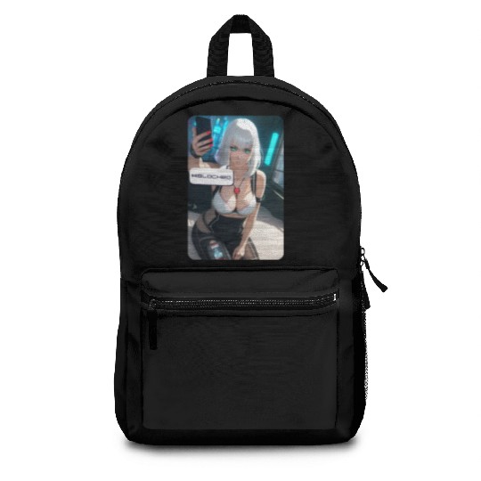 Cyberpunk Waifu Influencer Design 1 Backpacks