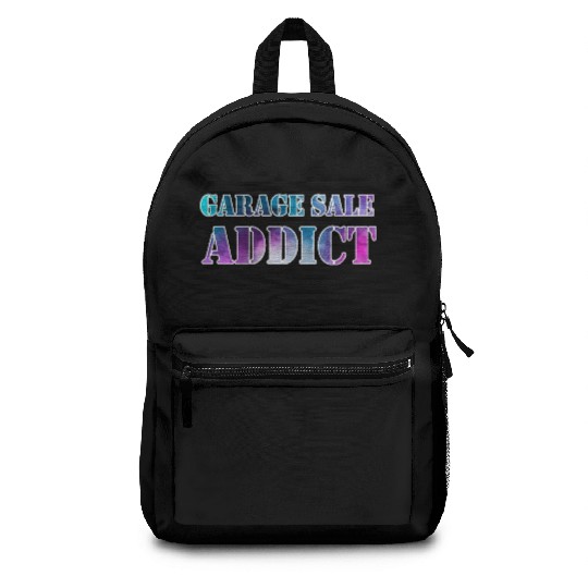 Garage Sale Addict blue purple watercolor Backpacks
