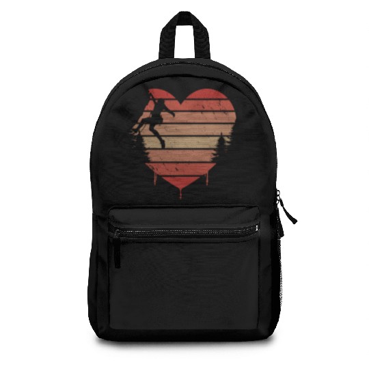 Cute Red Vintage Heart Rock Climbing Valentine Day Backpacks