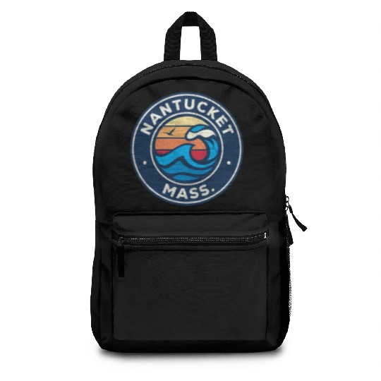 Nantucket Massachusetts Ma Nautical Waves Backpacks