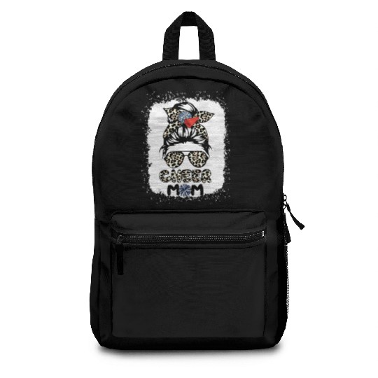 Cheer Mom Leopard Messy Bun Cheerleader Bleached M Backpacks