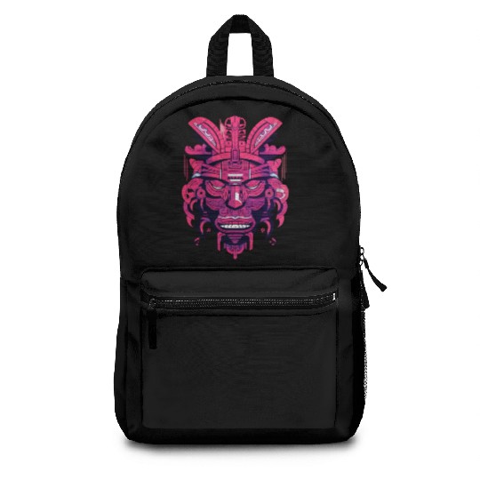 Ancient Aztec Mask in magenta Backpacks