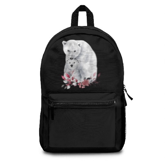 Mama Polar Bear And Baby Cub For And Backpacks