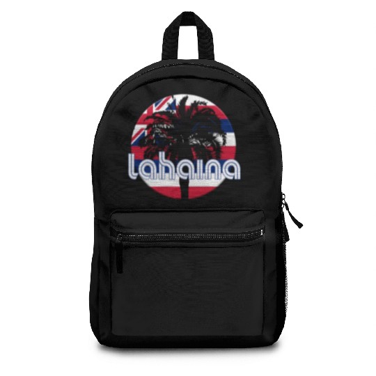 Lahaina Maui Hawaii Hawaiian Flag Native Palm Tree Backpacks