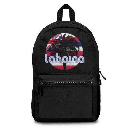 Lahaina Maui Hawaii Hawaiian Flag Native Palm Tree Backpacks
