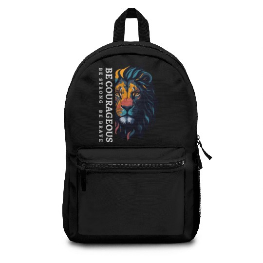 Be courageous, Be strong and courageous, Lion Head Backpacks