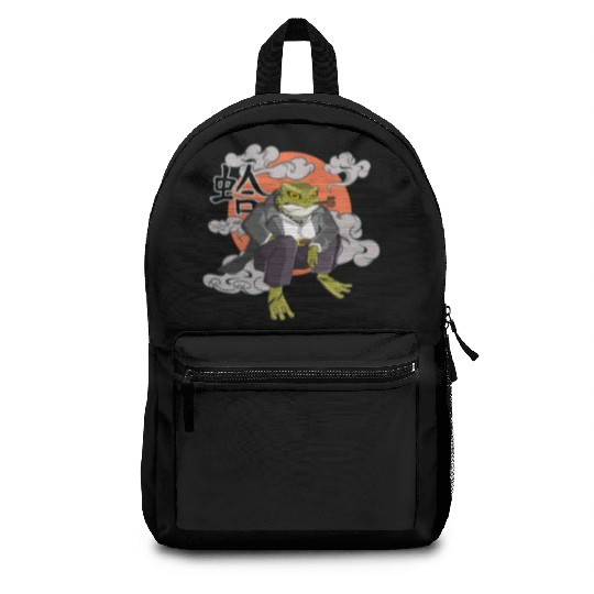 Japanese frog in Yakuza gangster costume Backpacks