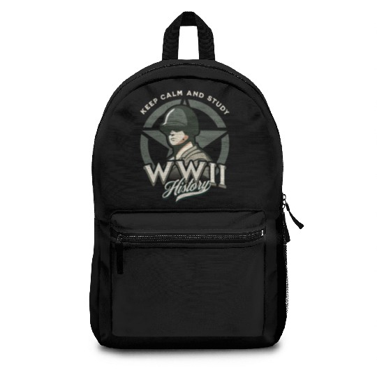 Keep calm and study WWII history Backpacks