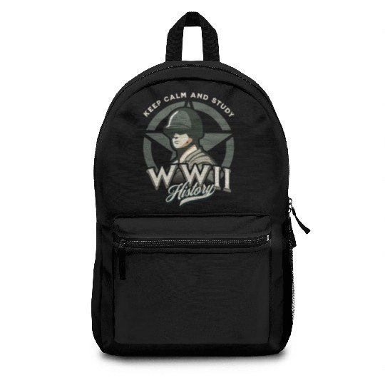 Keep calm and study WWII history Backpacks