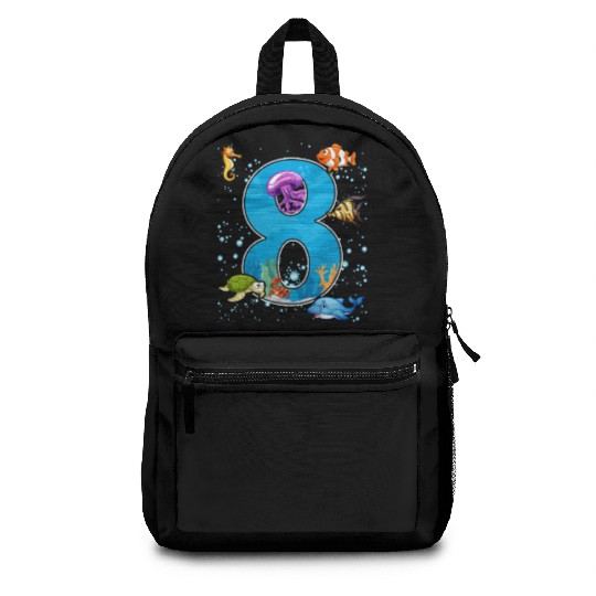 8th birthday Aquarium Fish lover 8 Year Old Sea Backpacks