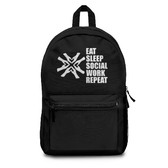 DESIGNSocial Worker Eat Sleep Social Work Repeat w Backpacks