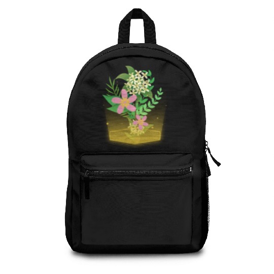 flowers and plants with magic lights Backpacks