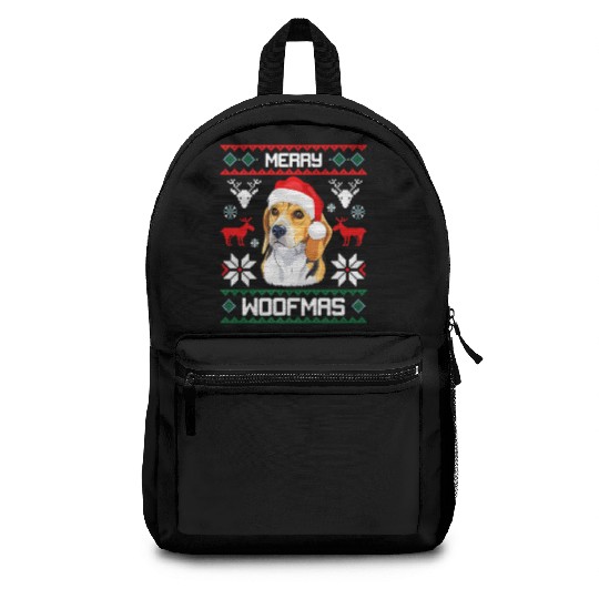 Merry Woofmas Dog Beagle Ugly Backpacks