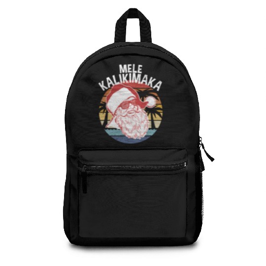 Mele Kalikimaka Hipster Santa Palm Trees Backpacks