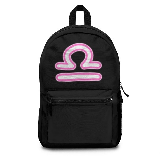 Libra Zodiac Sign Neon Pink Backpacks