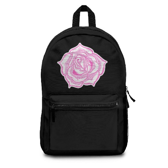 PINK AND WHITE FLOWER Backpacks