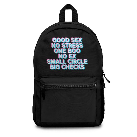 No Stress One Boo No Ex Back Print Rap Saying Backpacks