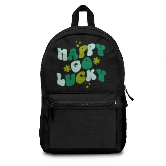 Happy Go Lucky St Patrick'S Day Shamrock Backpacks
