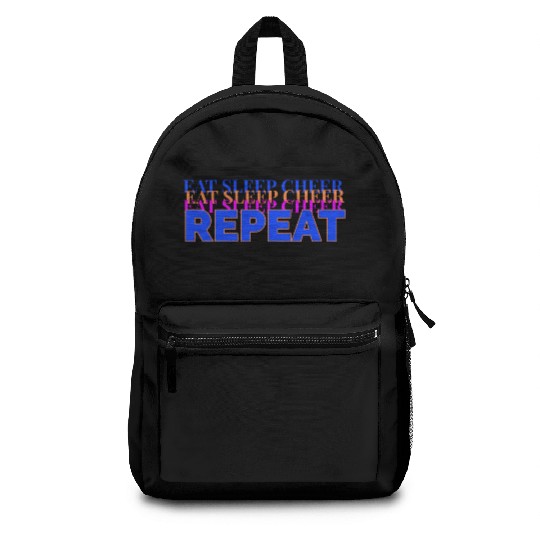 eat sleep cheer repeat quote red nostalgia Backpacks