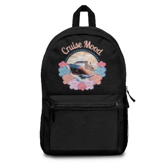 Cruise Mood design with cruise ship and flowers Backpacks