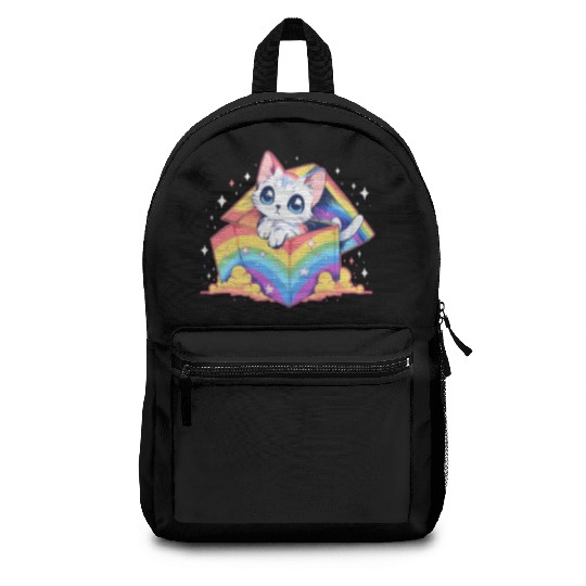 Cool Rainbow Cat Pride Transgender LGBT Community Backpacks
