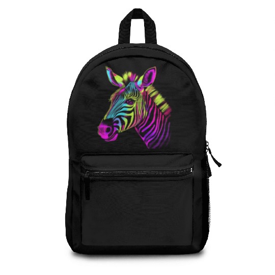 Zebra Neon Colors Portrait Backpacks