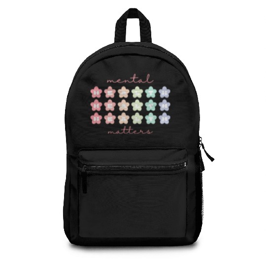 Mental Health Matters Retro Flowers Pastel Rainbow Backpacks