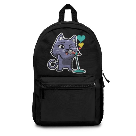 Cute Kawaii Cat Singing Song Singer Cat Lover Backpacks
