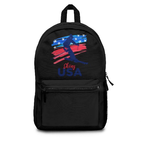 Skiing Usa Support The Team Usa Flag Ski Winter Backpacks